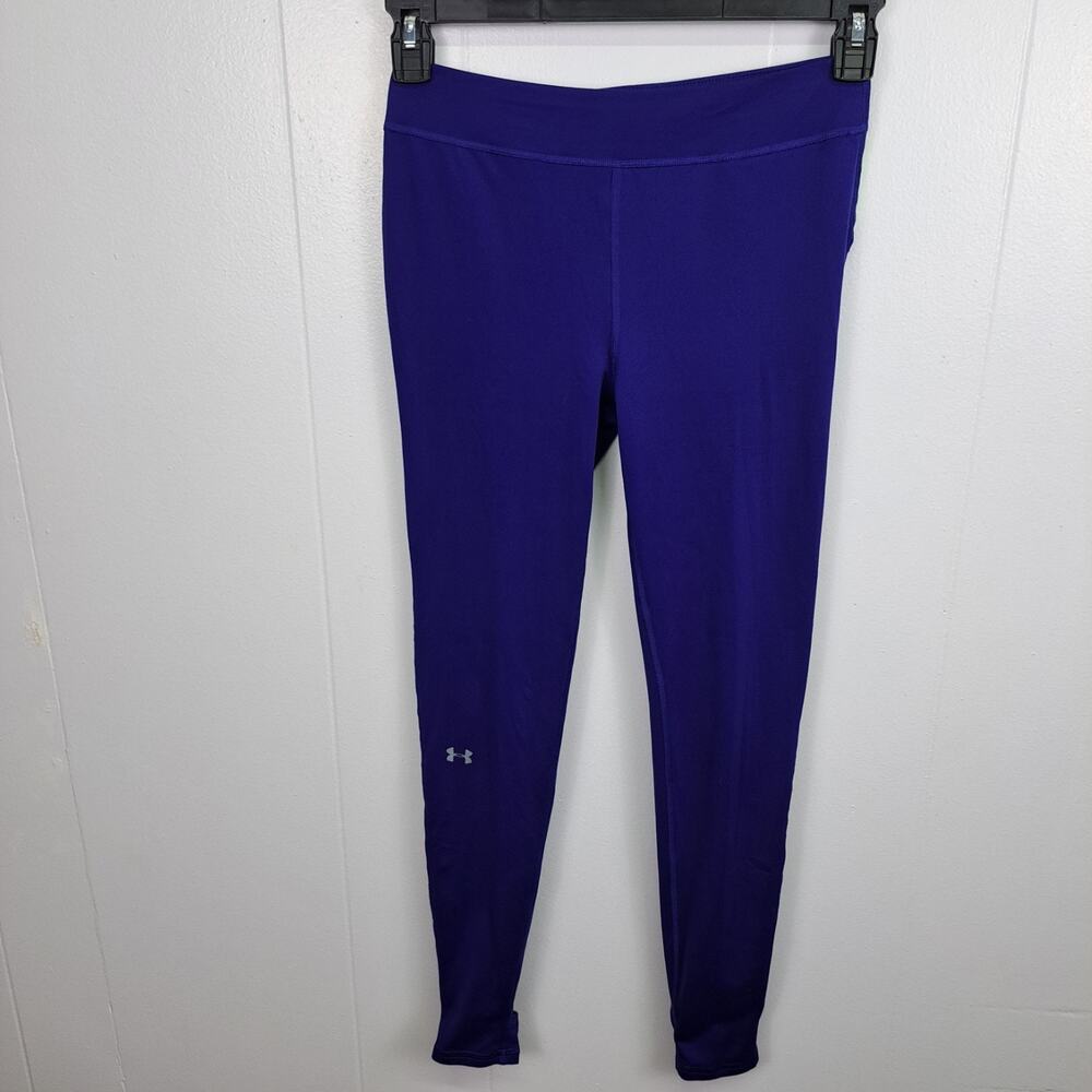 Under Armour Youth Stirrup Leggings Purple‎ Neon Waistband ColdGear Girls